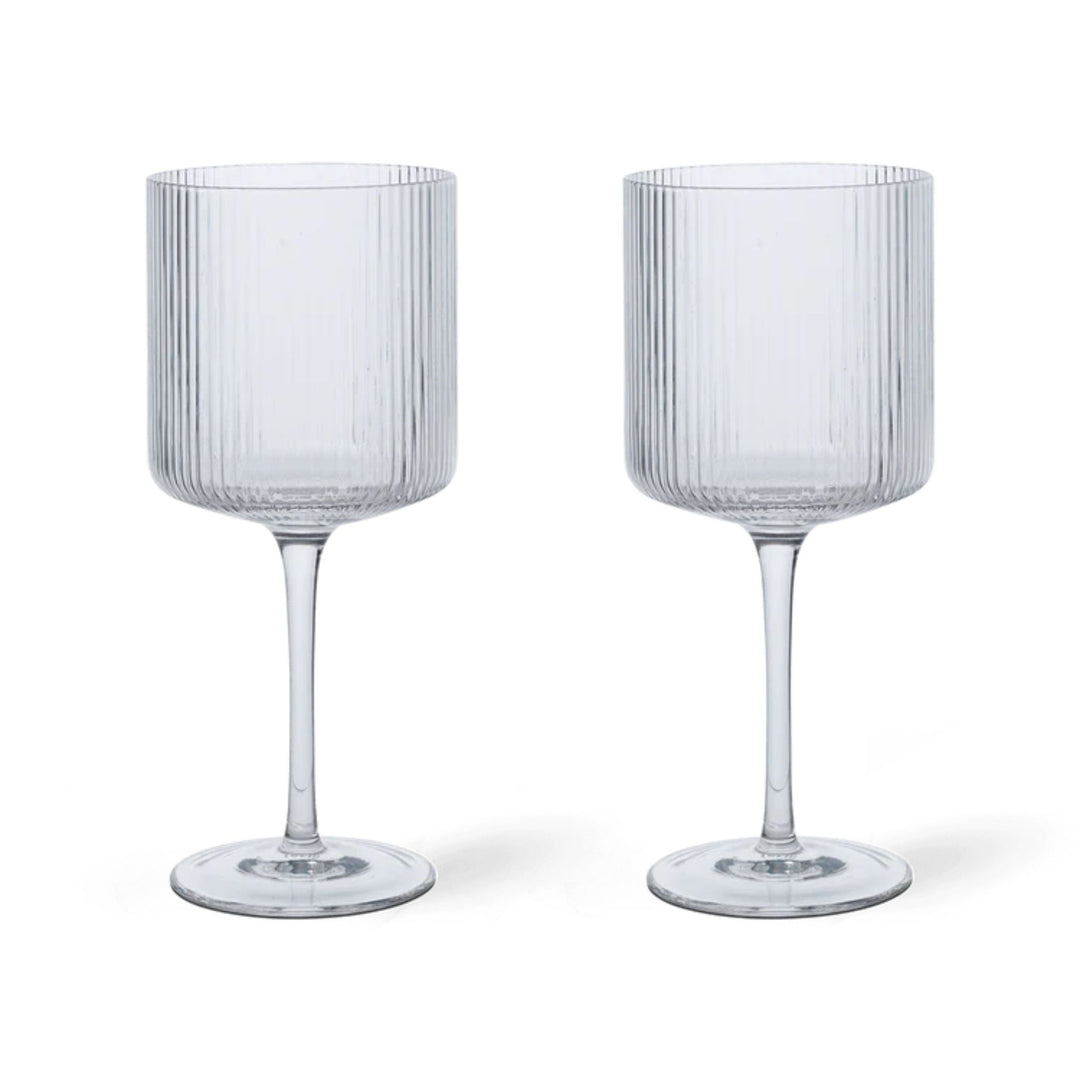 FERM LIVING Ripple Red Wine Glasses, Clear (Set of 2)