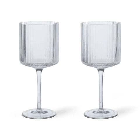 FERM LIVING Ripple Red Wine Glasses, Clear (Set of 2)