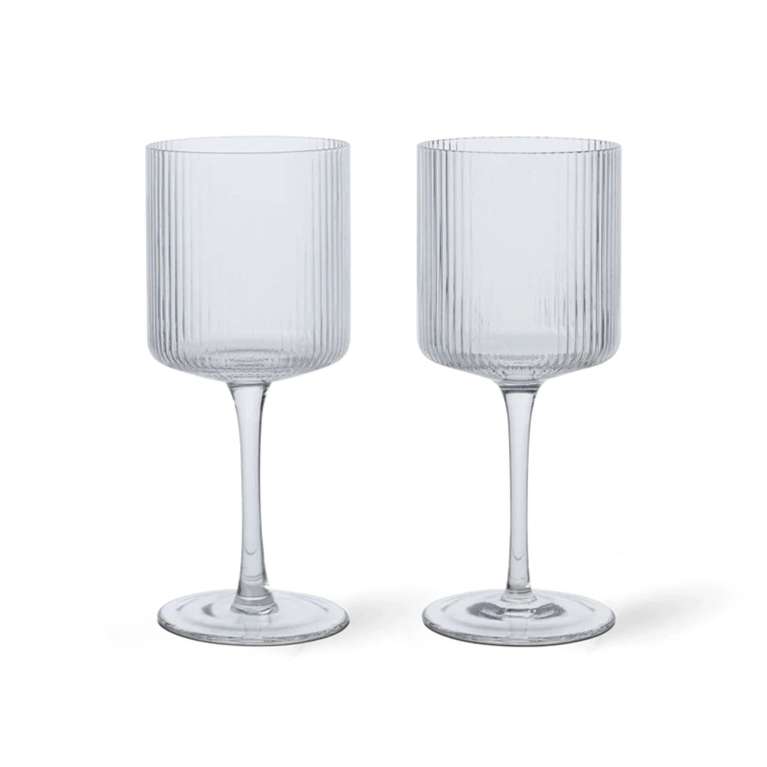 FERM LIVING Ripple White Wine Glasses, Clear (Set of 2)