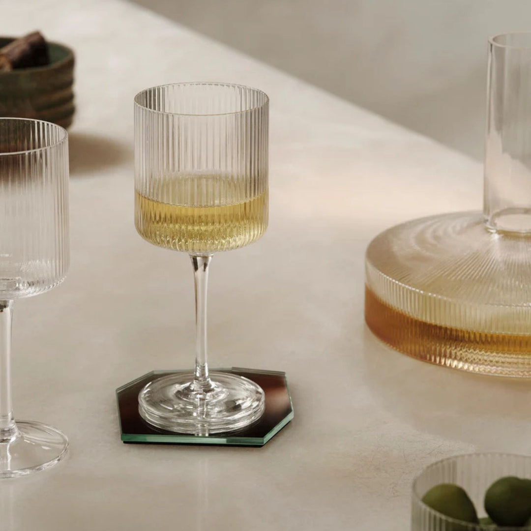 FERM LIVING Ripple White Wine Glasses, Clear (Set of 2)