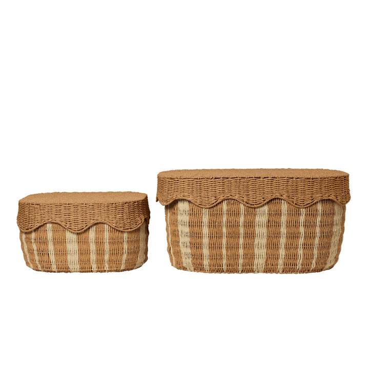 FERM LIVING Rivan Storage Baskets, Natural/Off-White (Set of 2)