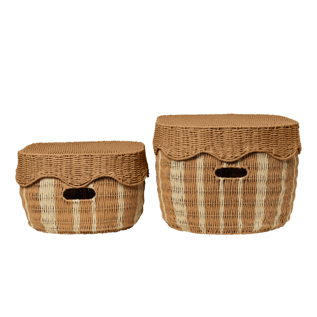 FERM LIVING Rivan Storage Baskets, Natural/Off-White (Set of 2)