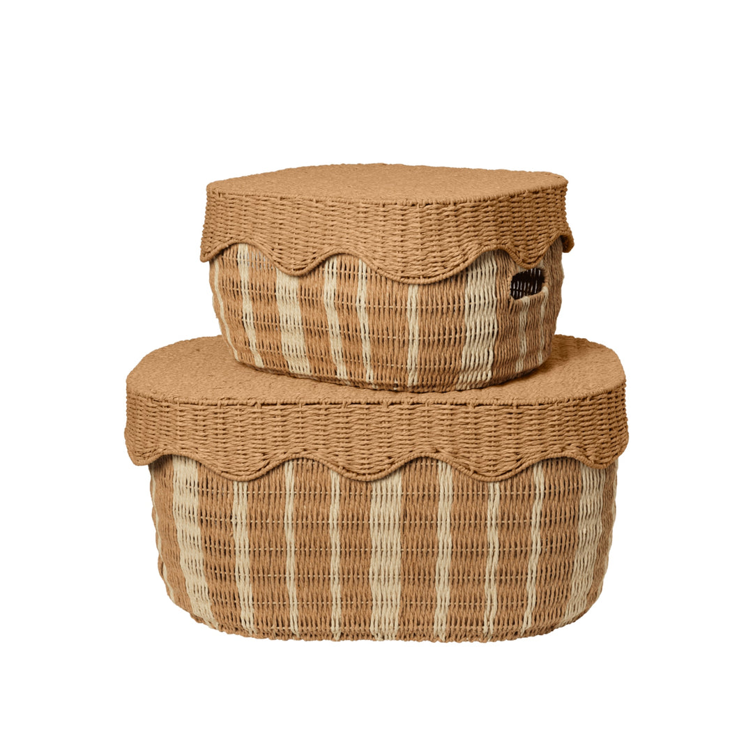 FERM LIVING Rivan Storage Baskets, Natural/Off-White (Set of 2)