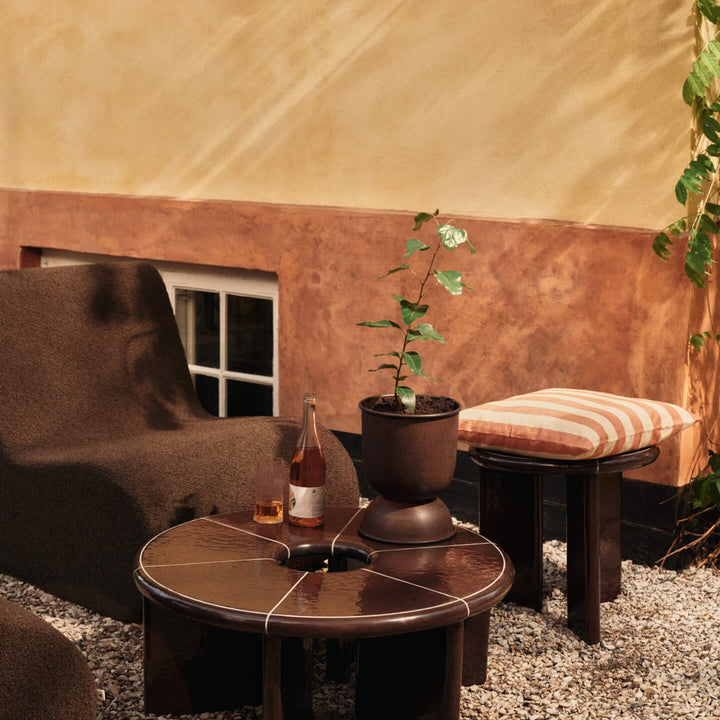PRE-ORDER │ FERM LIVING Rouli Center Module, Pure Bouclé/Chestnut Brown
