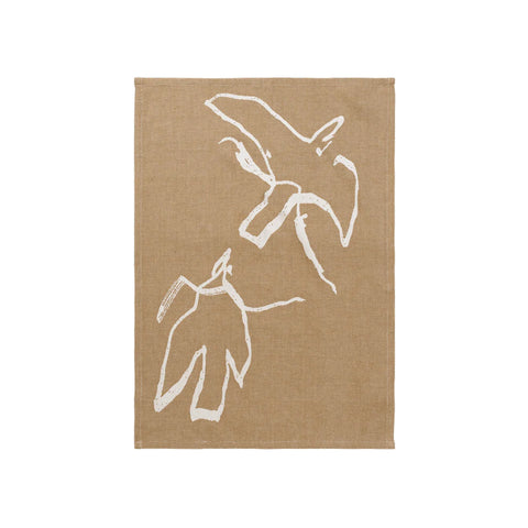 FERM LIVING Vuelo Tea Towel, Sugar Kelp/Off-White