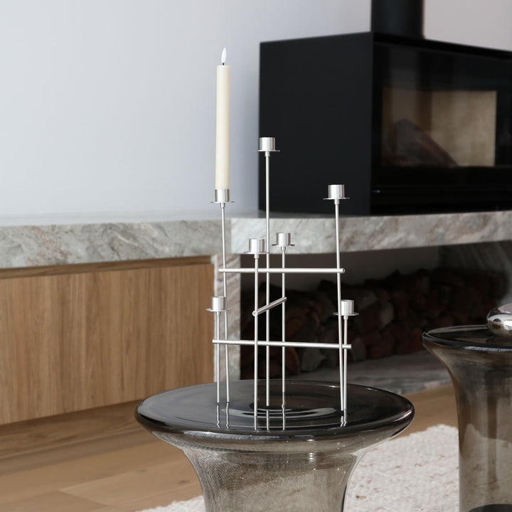 FERM LIVING Elysia Candelabra, Brushed Stainless Steel