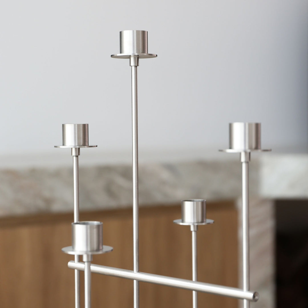 FERM LIVING Elysia Candelabra, Brushed Stainless Steel
