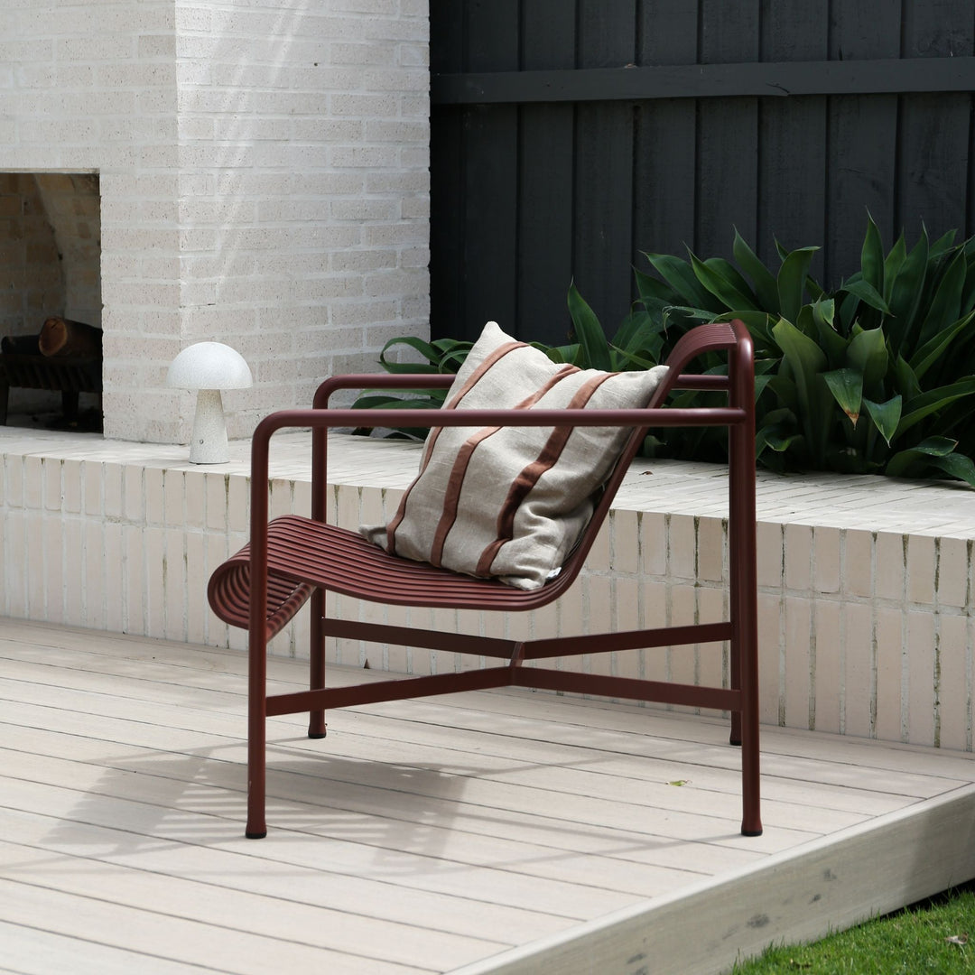 FERM LIVING Senti Stripe Cushion, Linen/Carob Brown