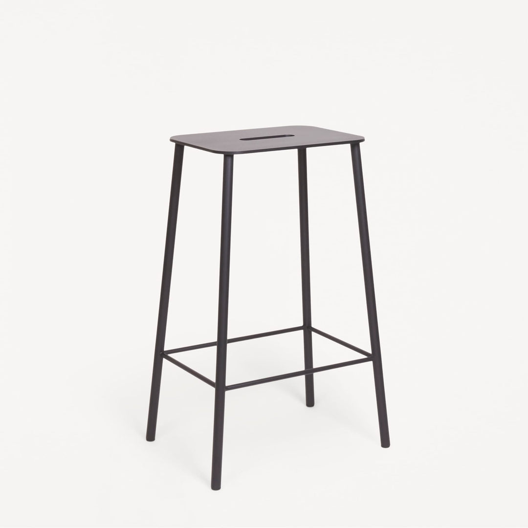 FRAMA Adam Stool, Black/Anthracite Leather, H65cm