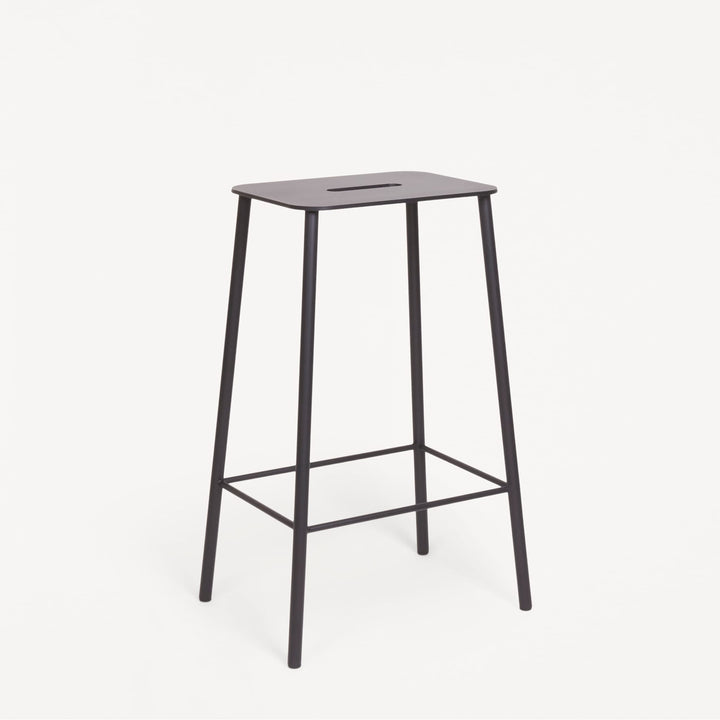 FRAMA Adam Stool, Black/Anthracite Leather, H65cm