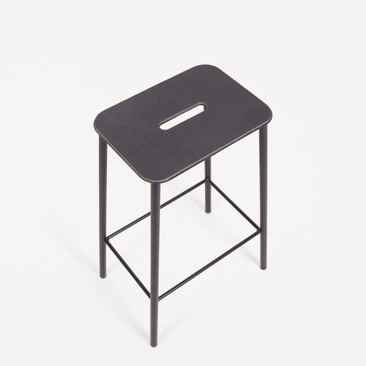 FRAMA Adam Stool, Black/Anthracite Leather, H65cm