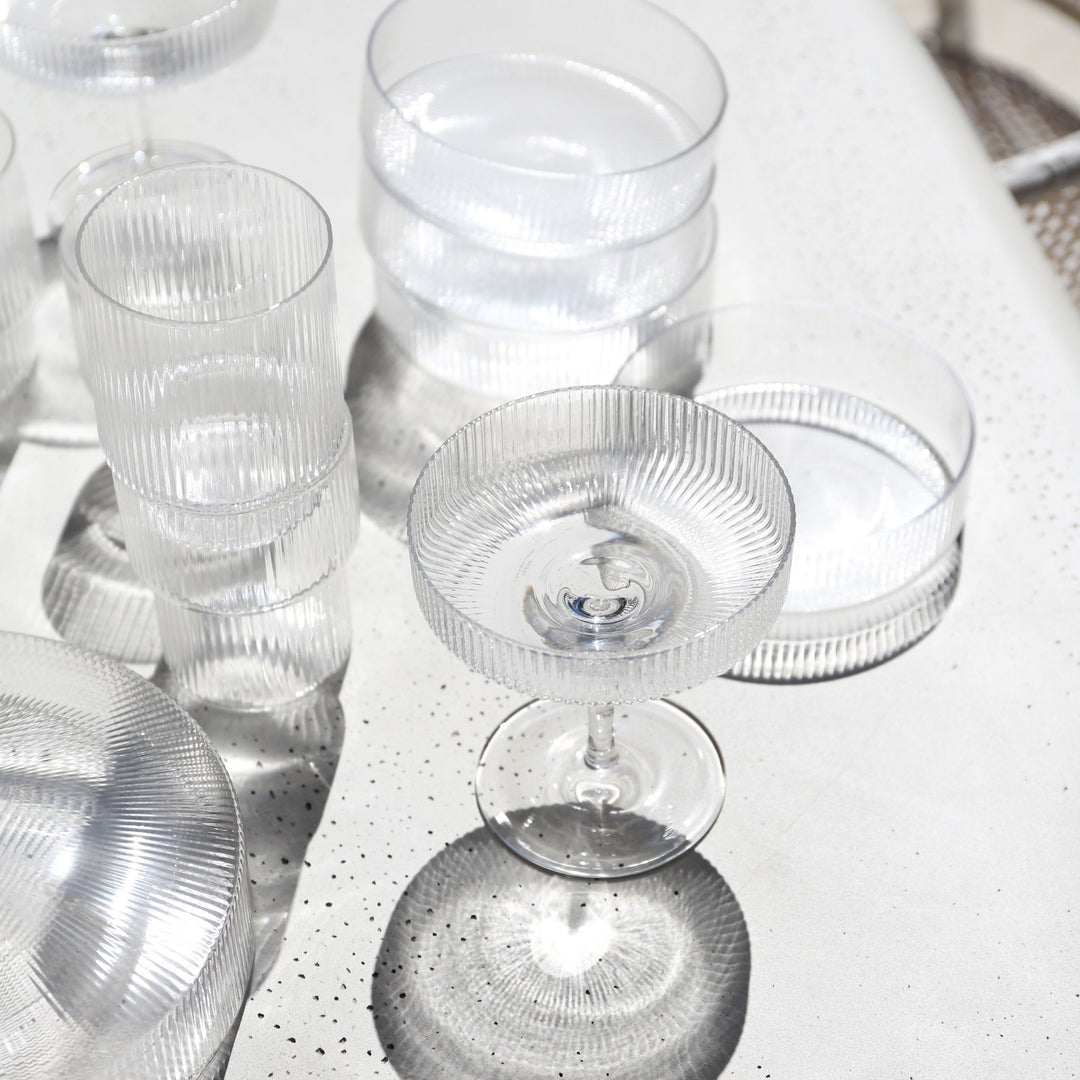 ferm LIVING Ripple Cocktail Glass Champagne Saucers, Clear (Set of 2)