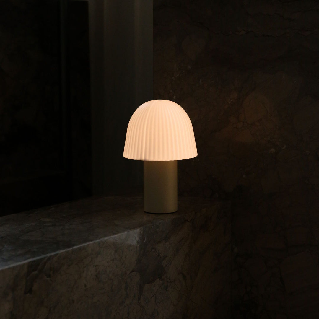 FERM LIVING Frill Portable Lamp, Cashmere/White