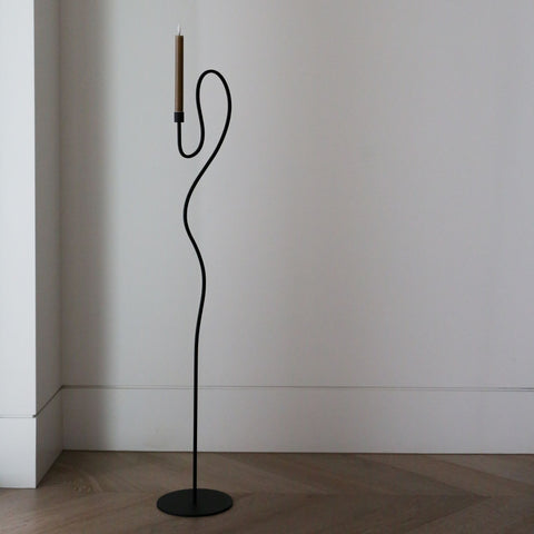 FERM LIVING Valse Floor Candle Holder, Black