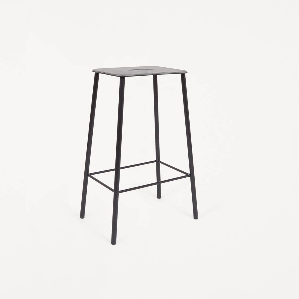 FRAMA Adam Stool, Black/Anthracite Leather, H65cm