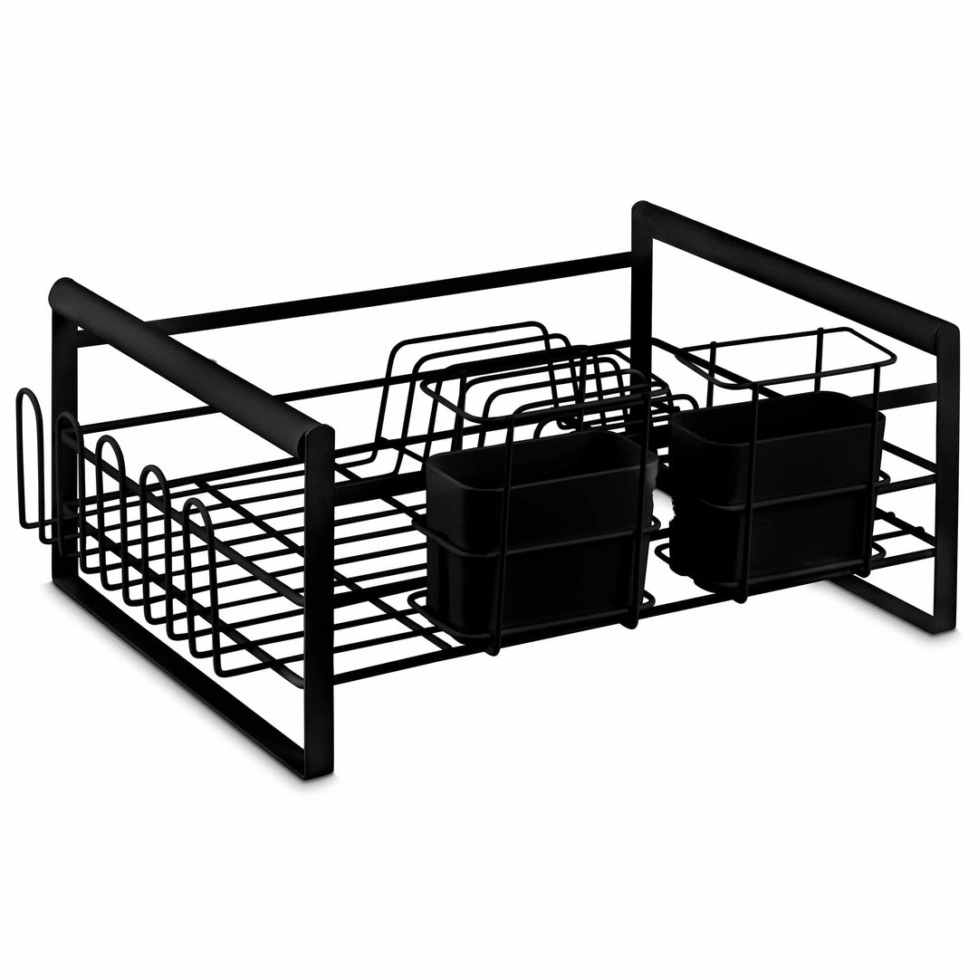 DESIGNSTUFF The Frame Dish Rack with Removable Utensil Holders, Black