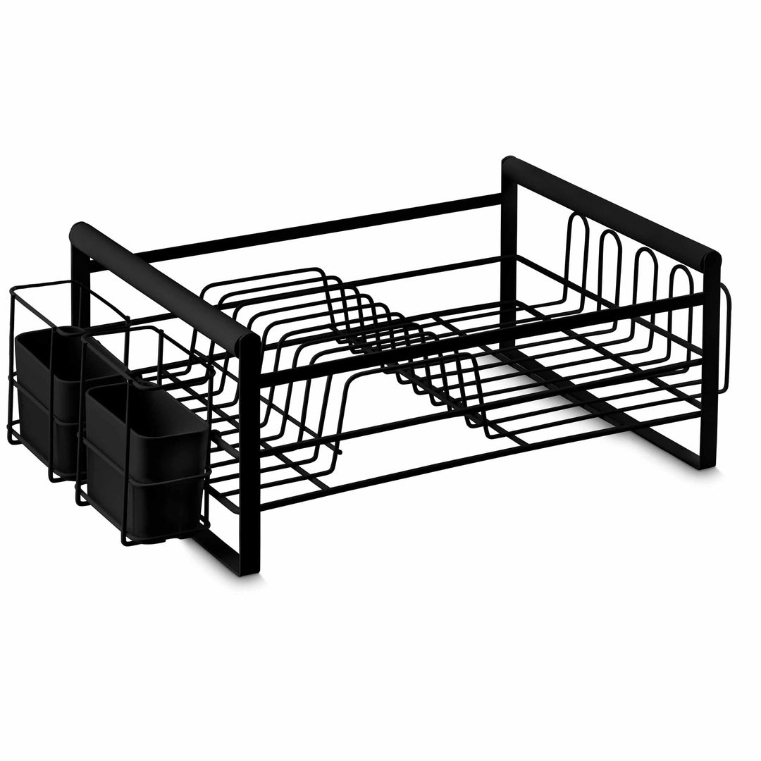 DESIGNSTUFF The Frame Dish Rack with Removable Utensil Holders, Black