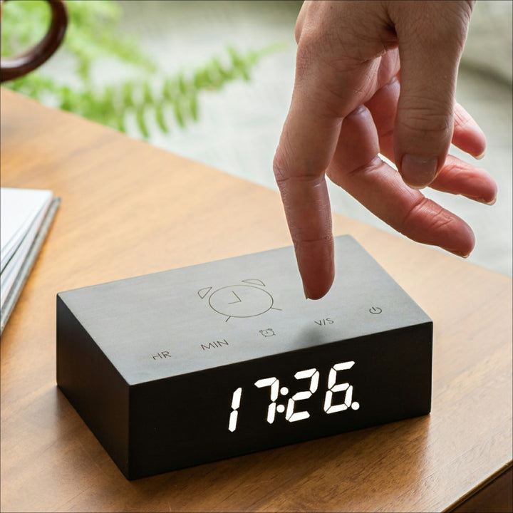 GINGKO Flip Click Alarm Clock, Black Wood