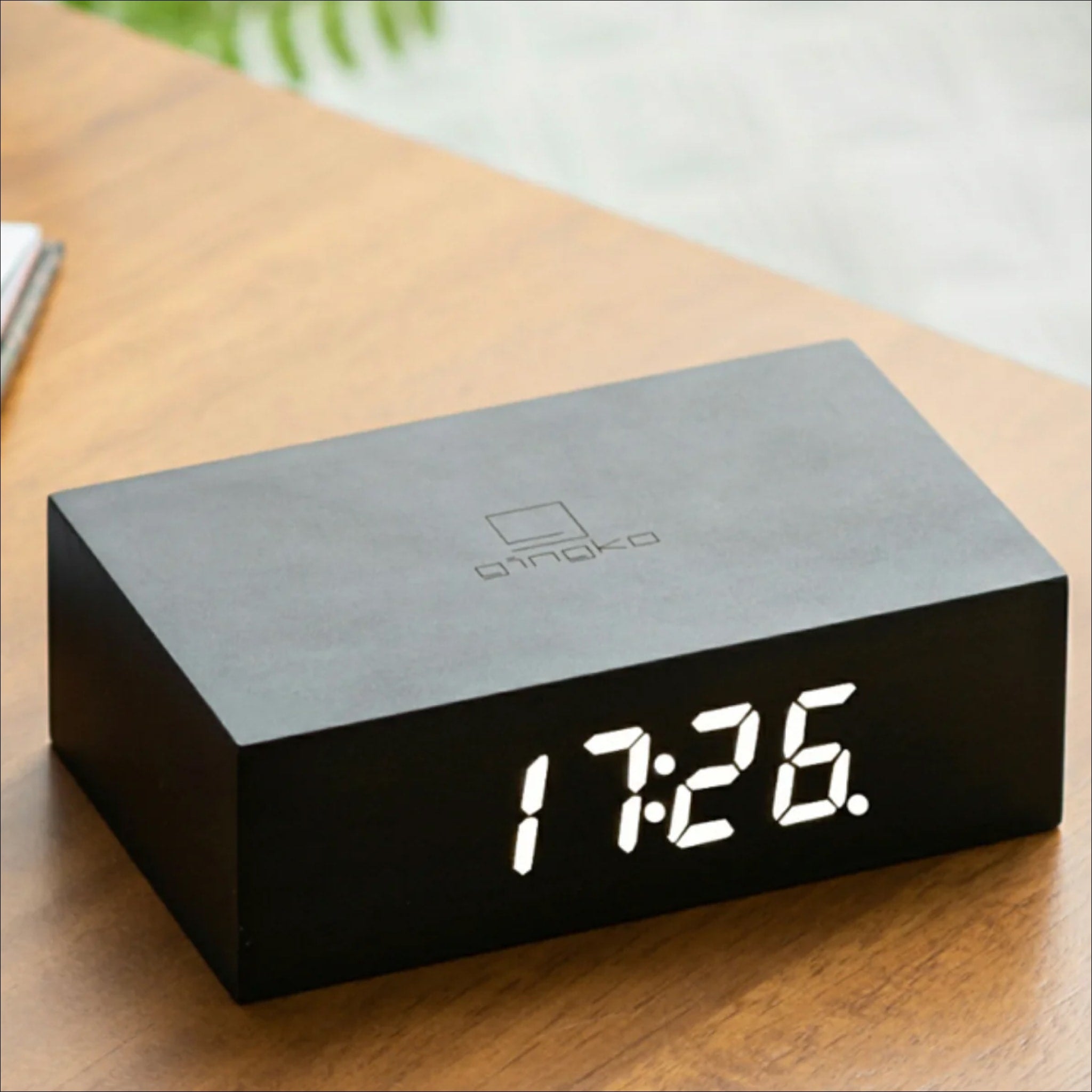 GINGKO Flip Click Alarm Clock, Black Wood