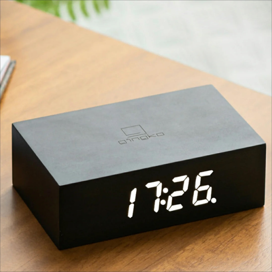 GINGKO Flip Click Alarm Clock, Black Wood