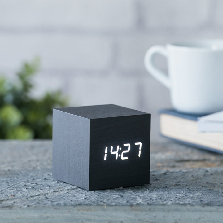 GINGKO LED Cube Click Clock, Black/White