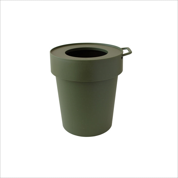 HACHIMAN-KASEI Tap Trash Bin, 10L, Khaki