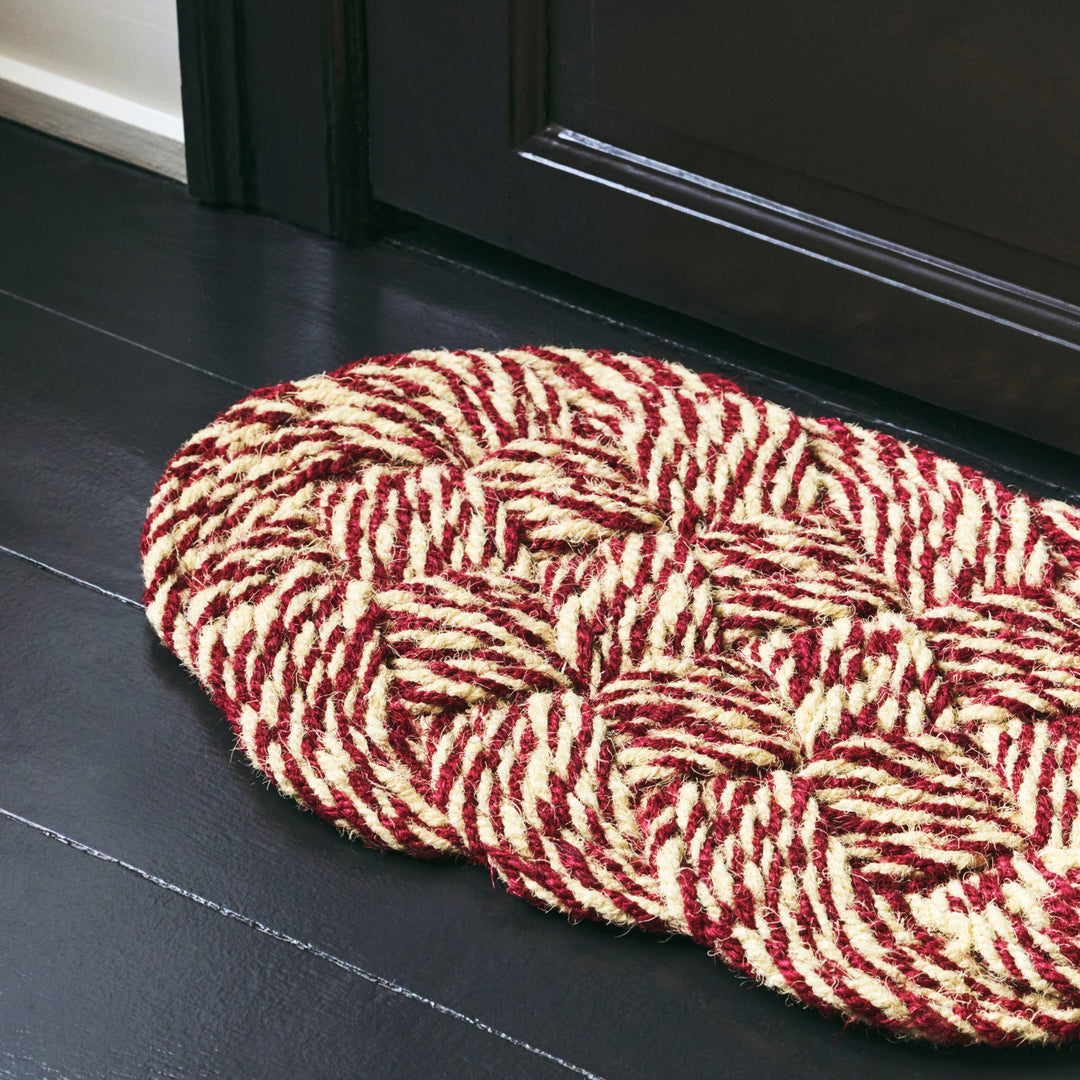 HAY Coco Door Mat, Swirl, Bordeaux and Off-White