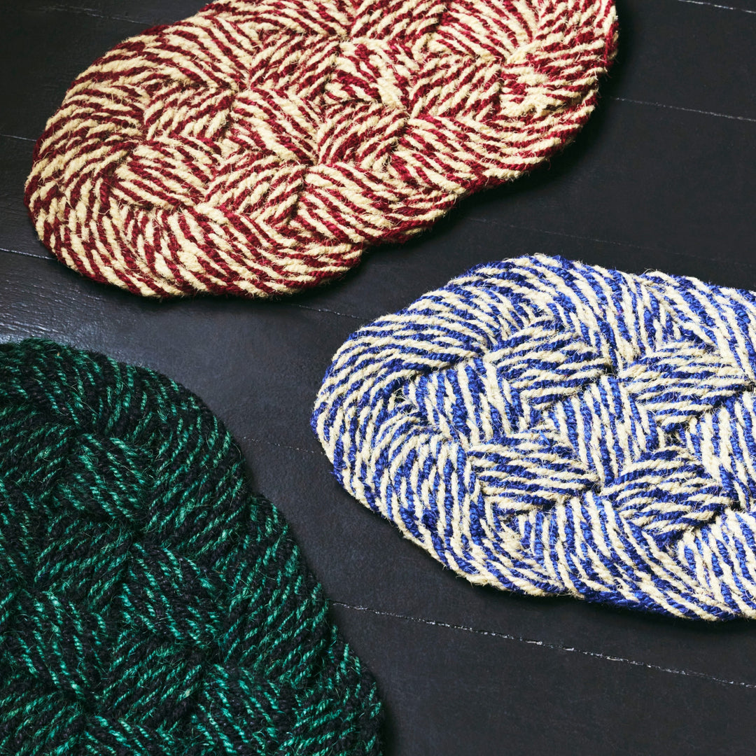 HAY Coco Door Mat, Swirl, Bordeaux and Off-White