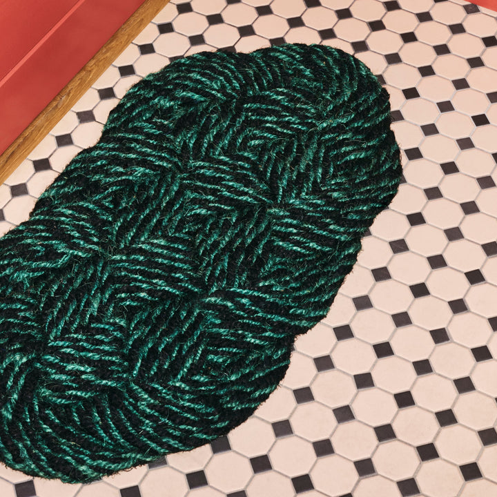 HAY Coco Door Mat, Swirl, Green and Black