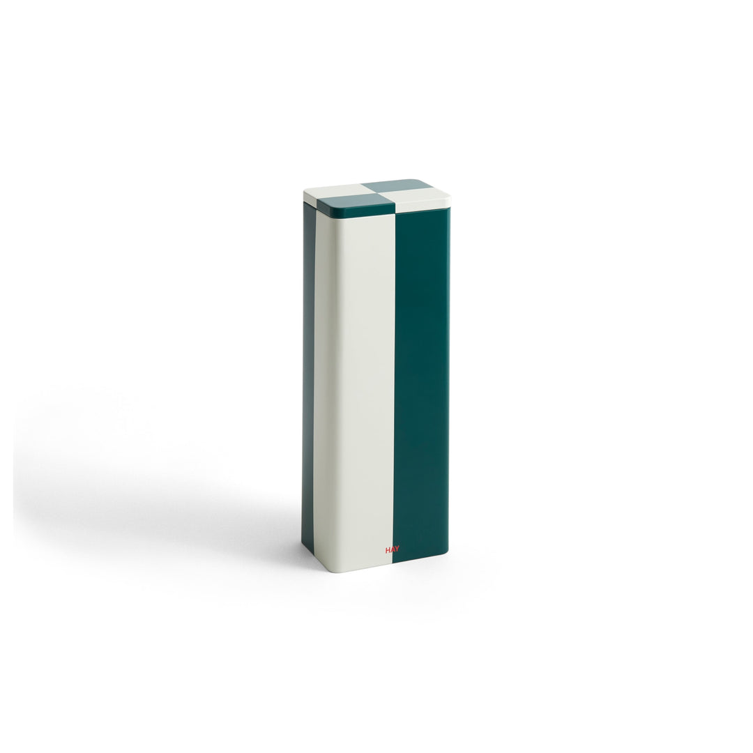 HAY Tin Container, Slim, H30cm, Green/Off White