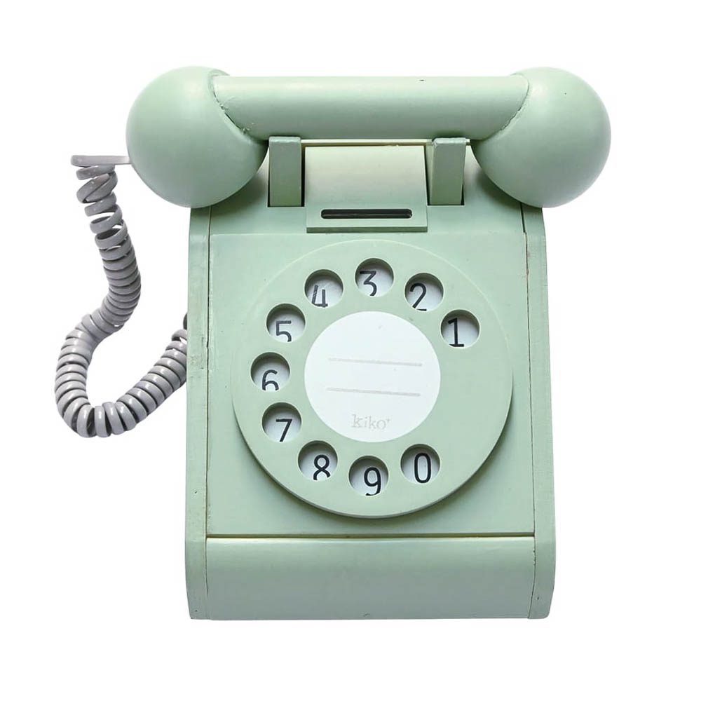 Wooden vintage telephone green made from FSC certified beech wood.