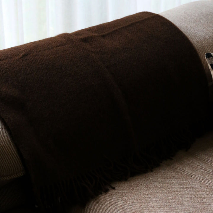 KLIPPAN Gotland Wool Throw Blanket, Walnut