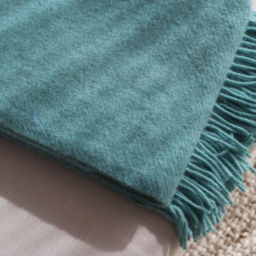 KLIPPAN Gotland Wool Throw Blanket, Turquoise
