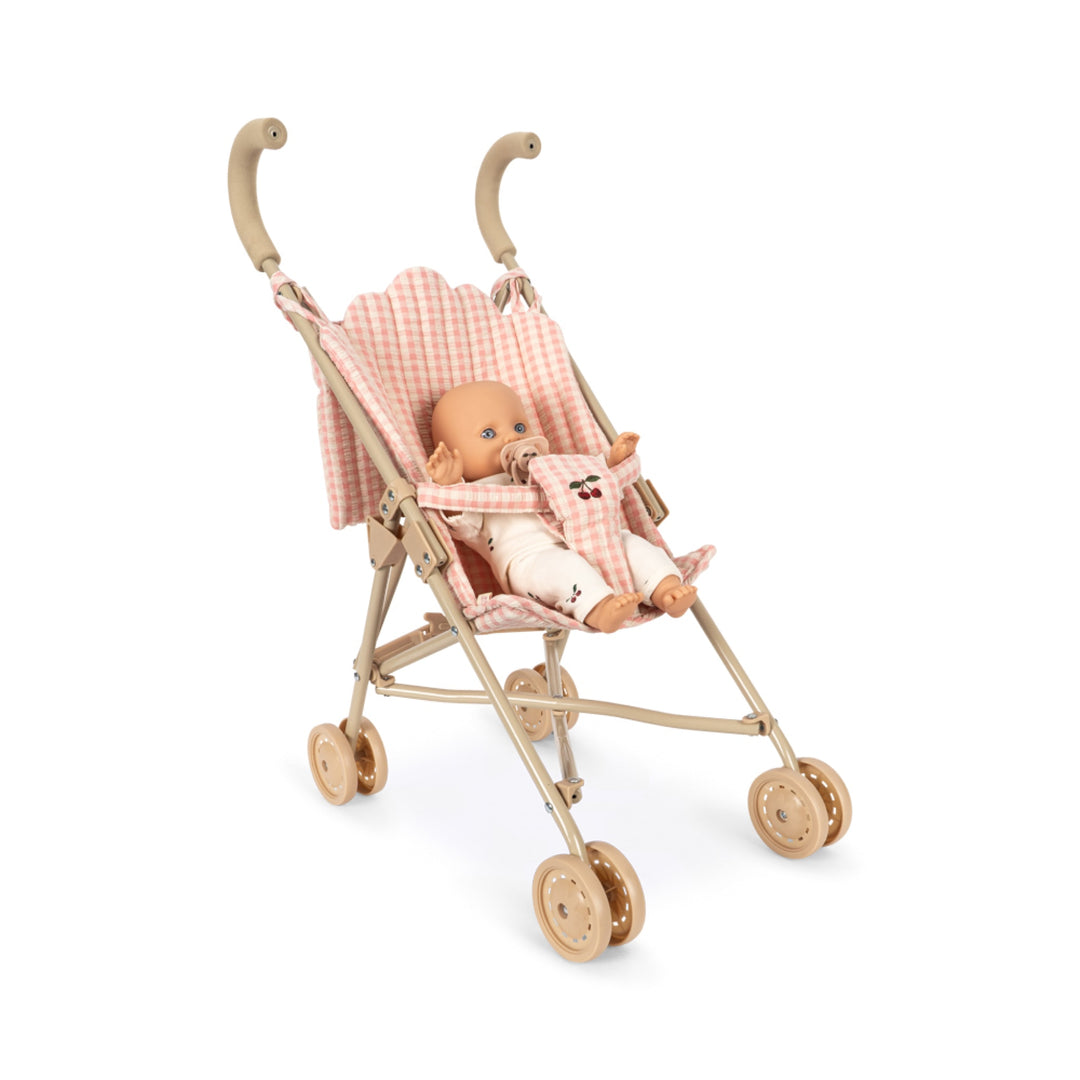 KONGES SLØJD Poppy Doll Stroller Set, Pink Check
