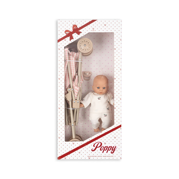 KONGES SLØJD Poppy Doll Stroller Set, Pink Check