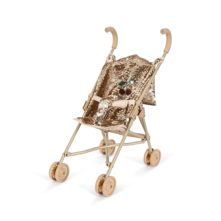 KONGES SLØJD Doll Stroller, Sparkly Glitter/Gold Cherry