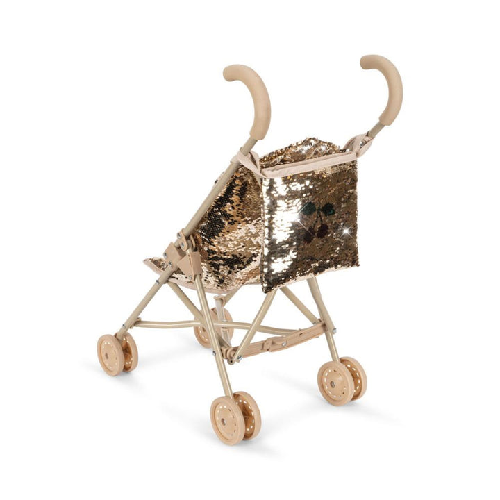 KONGES SLØJD Doll Stroller, Sparkly Glitter/Gold Cherry