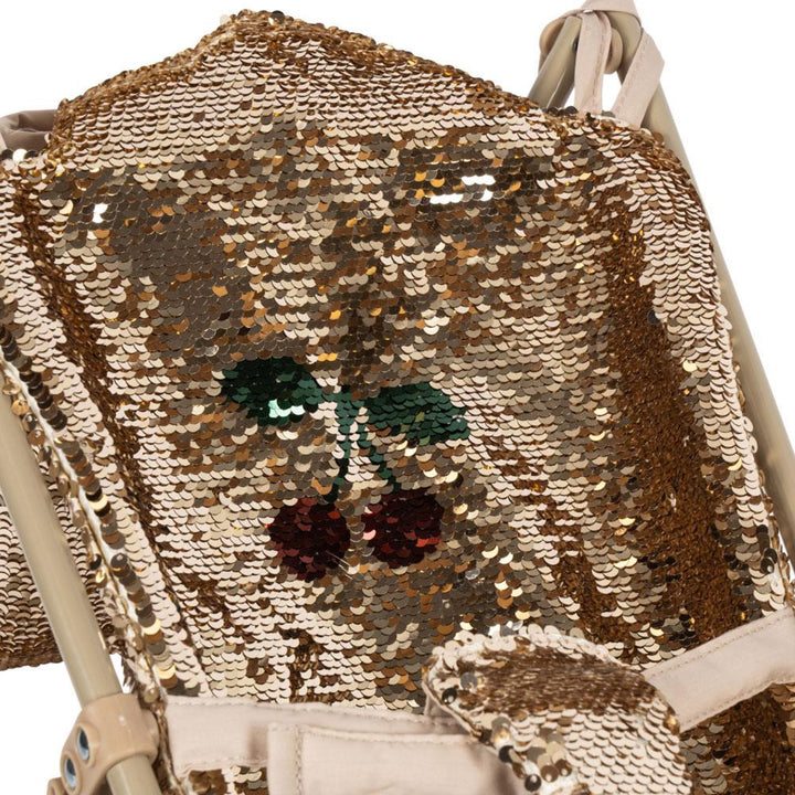 KONGES SLØJD Doll Stroller, Sparkly Glitter/Gold Cherry