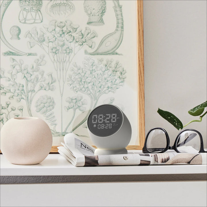 KREAFUNK Bell Alarm Clock, White