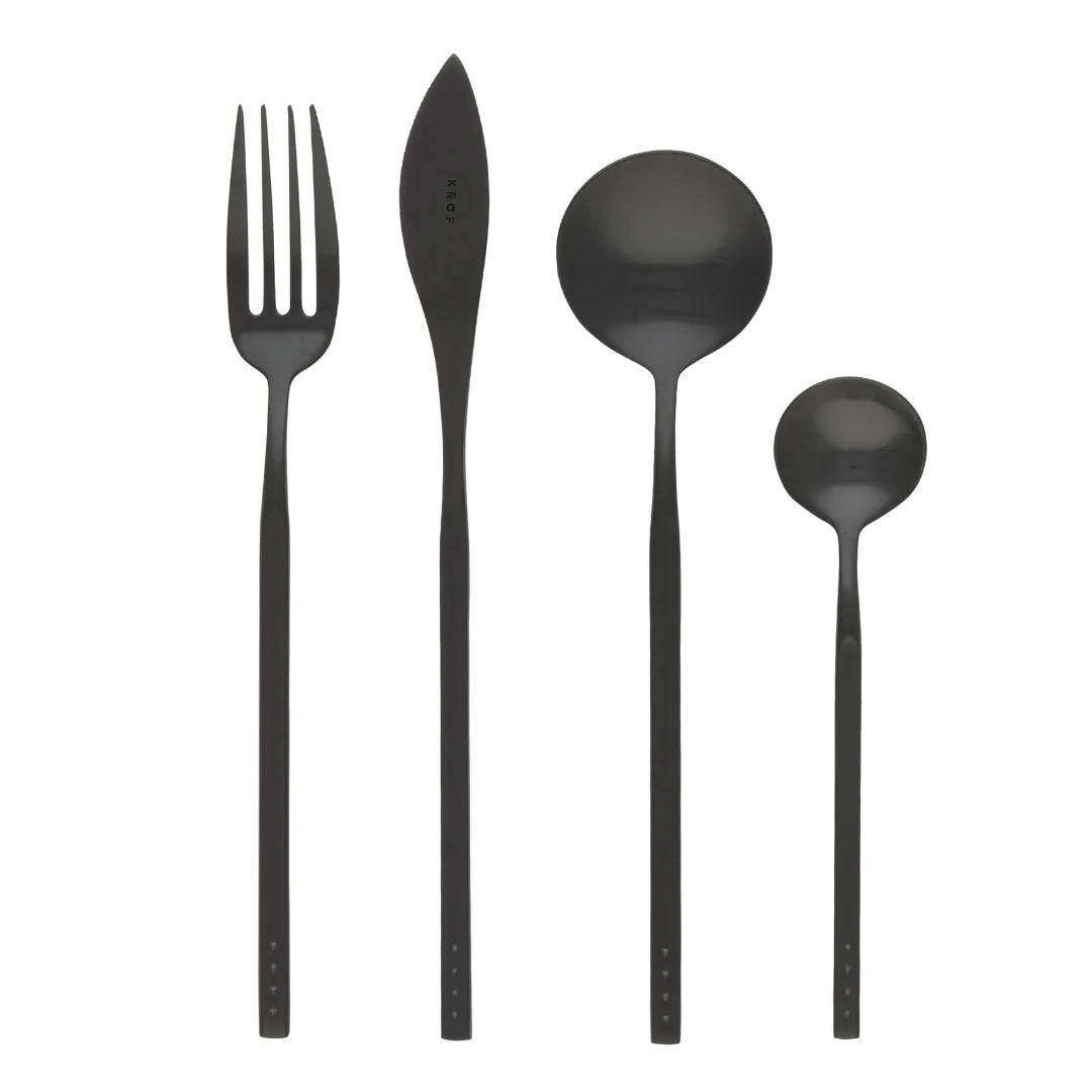 KROF Collection No.1 Matte Black 24pc Cutlery Set