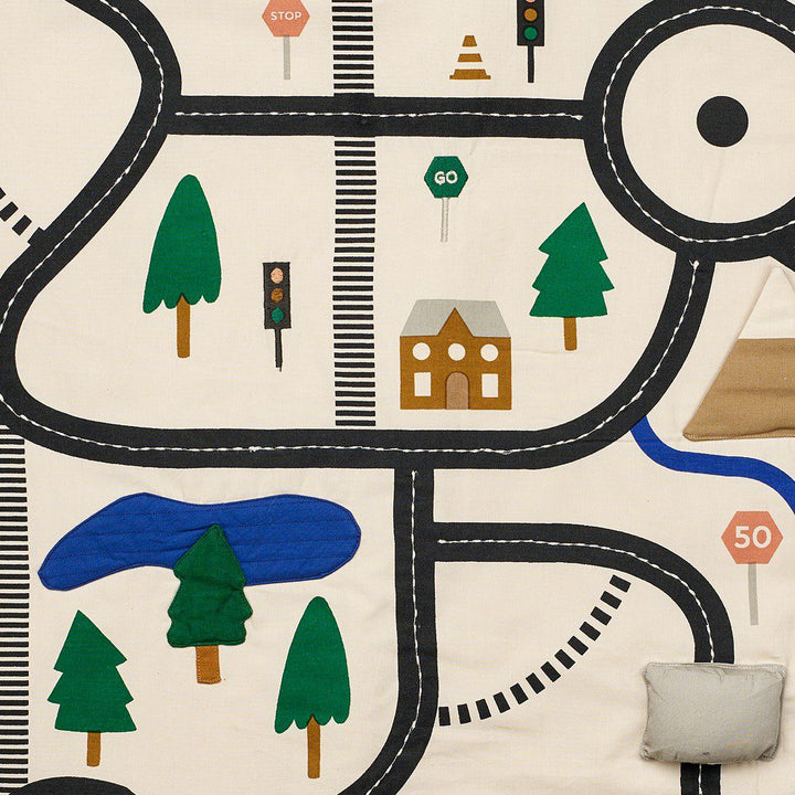 LIEWOOD Adonna Transportable Activity Blanket Organic Cotton, Roadmap/Sandy