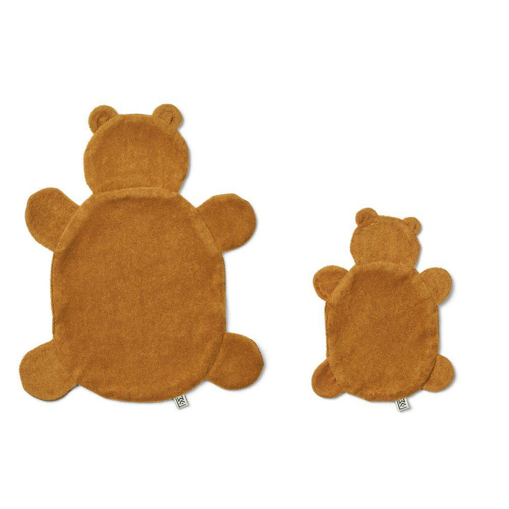 LIEWOOD Janai Cuddle Cloth Organic Cotton, Mr Bear/Golden Caramel (2-Pack)