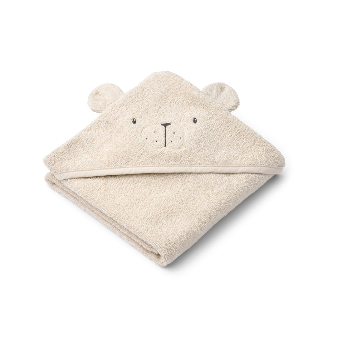 LIEWOOD Albert Baby Hooded Organic Towel, Polar Bear/Sandy