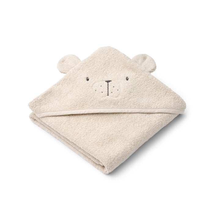 LIEWOOD Albert Baby Hooded Organic Towel, Polar Bear/Sandy