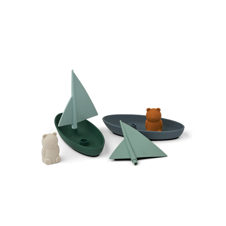 LIEWOOD Ensley Boats Bath Toys, Whale Blue Multi Mix (2-Pack)