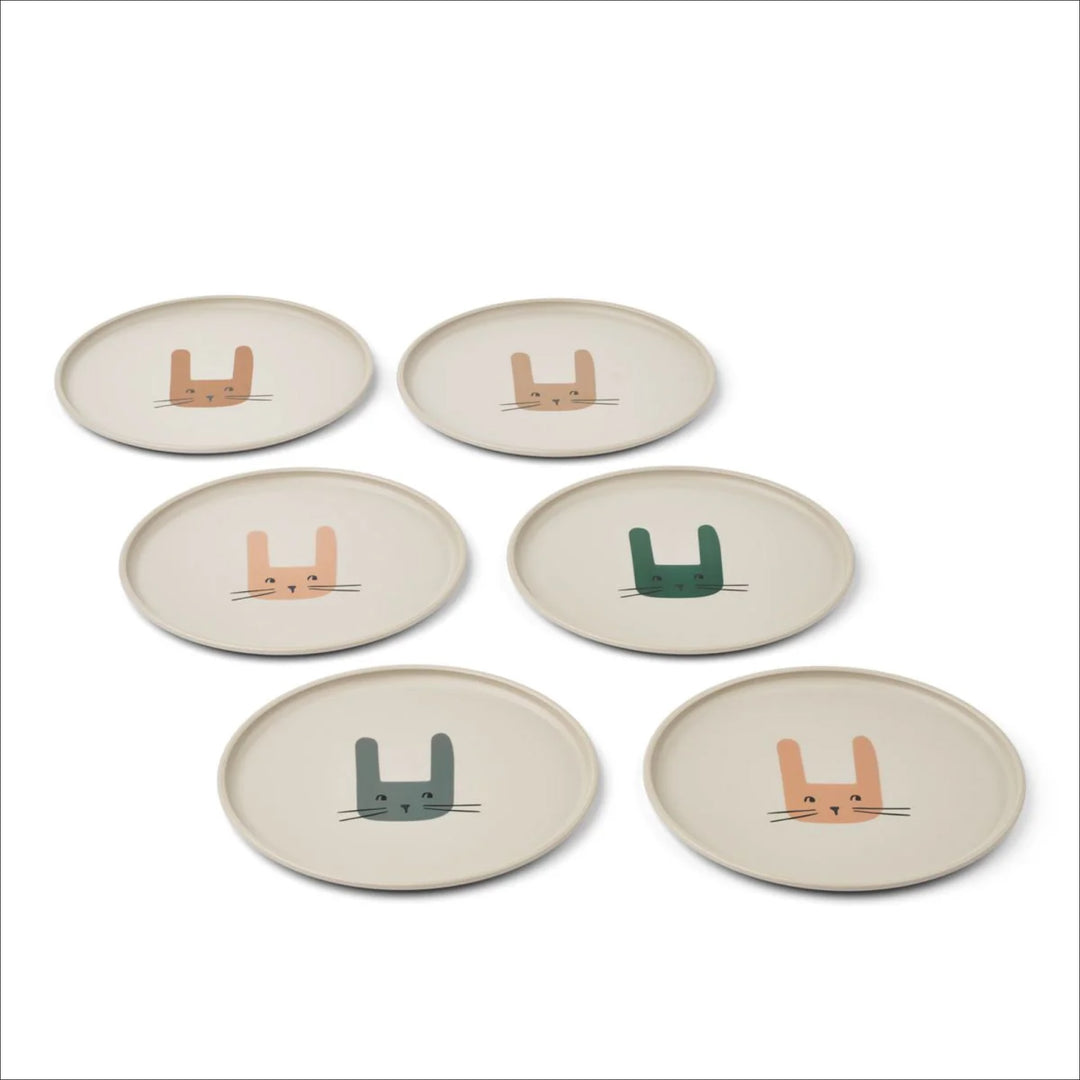 LIEWOOD Remco Kids Plates, 6 Pack, Bunny/Sandy