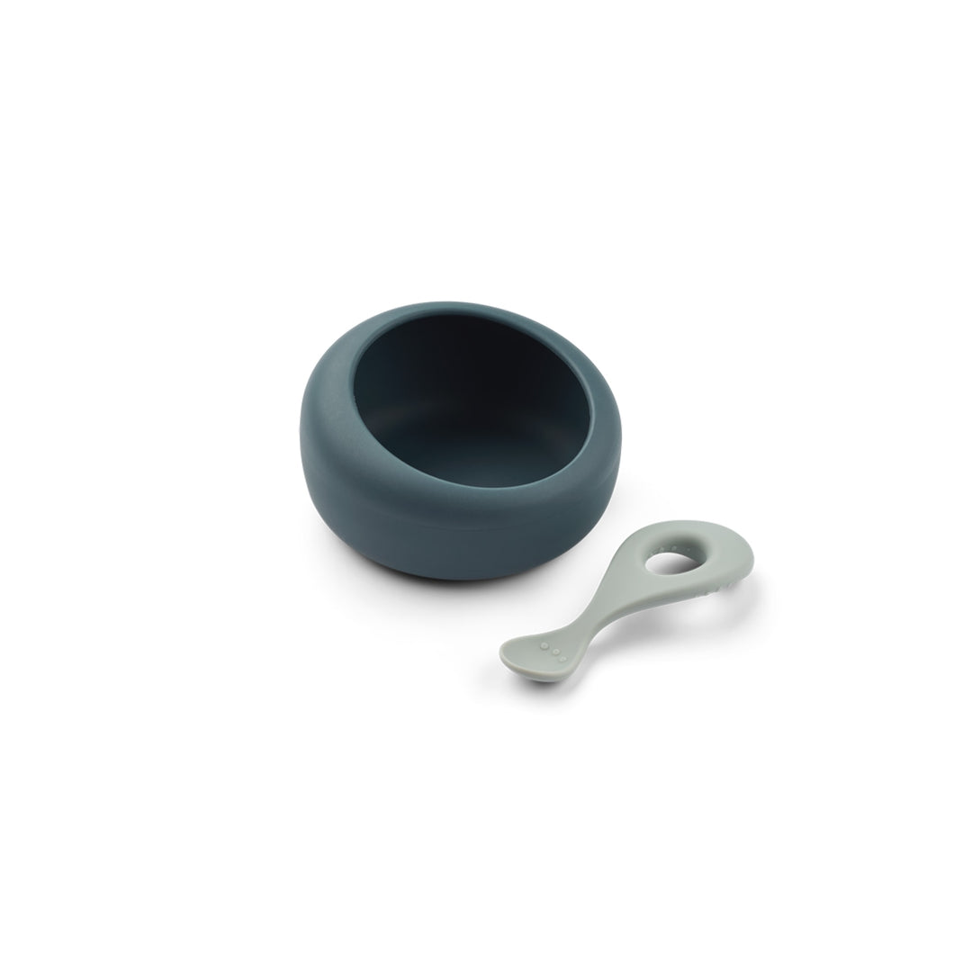 LIEWOOD Sparia Bowl w/Spoon, Whale Blue/Dove Blue