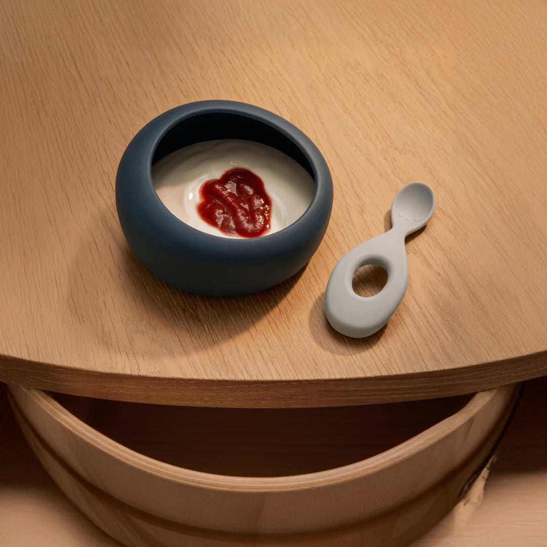 LIEWOOD Sparia Bowl w/Spoon, Whale Blue/Dove Blue