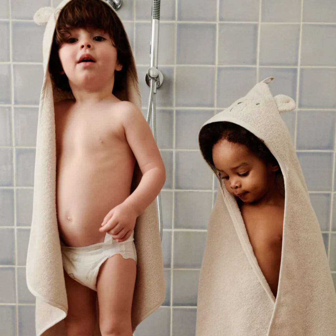 LIEWOOD Albert Baby Hooded Organic Towel, Polar Bear/Sandy
