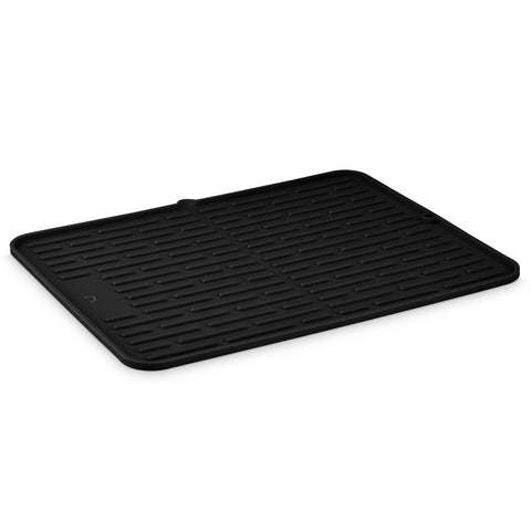 DESIGNSTUFF Folding Silicone Drying Mat Large with Drainage Mouth, Black